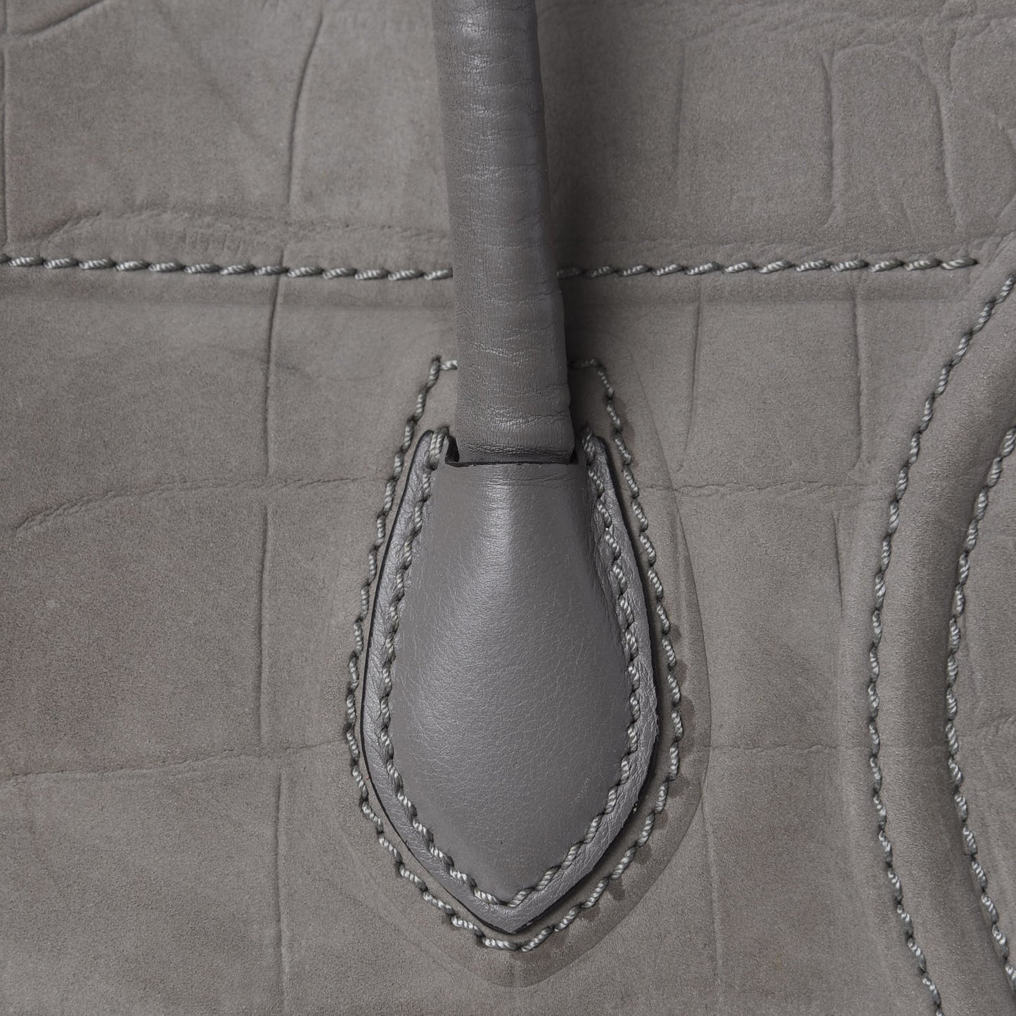 Crocodile Embossed Nubuck Medium Phantom Luggage Grey