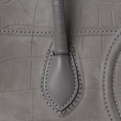 Celine Crocodile Embossed Nubuck Medium Phantom Luggage Grey 9 of 15