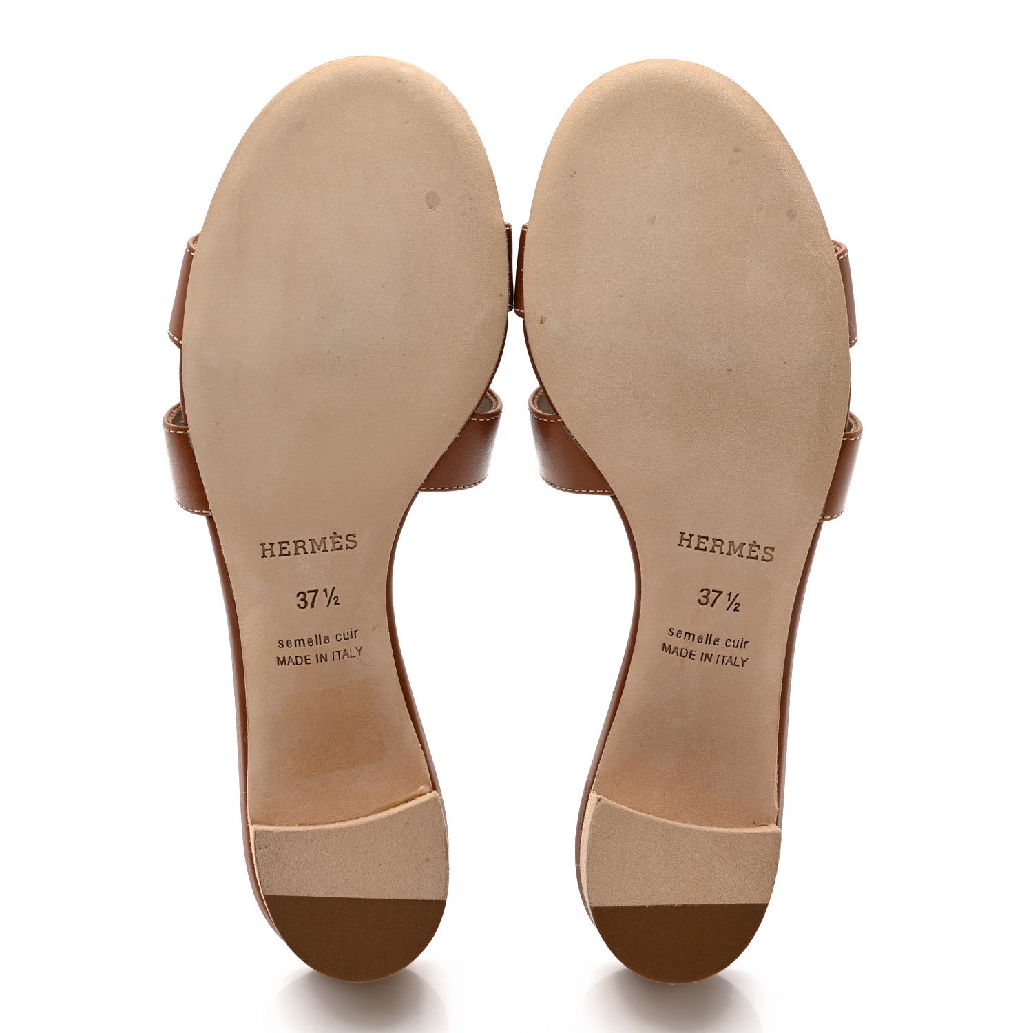 Hermes Calfskin Oasis Sandals 37.5 Gold 5 of 10