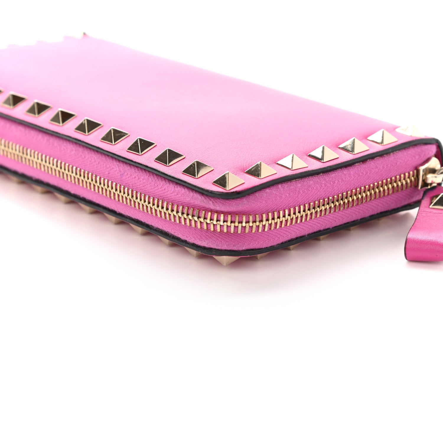 Valentino Garavani Calfskin Rockstud Zip Around Wallet Bright Fuxia 15 of 16