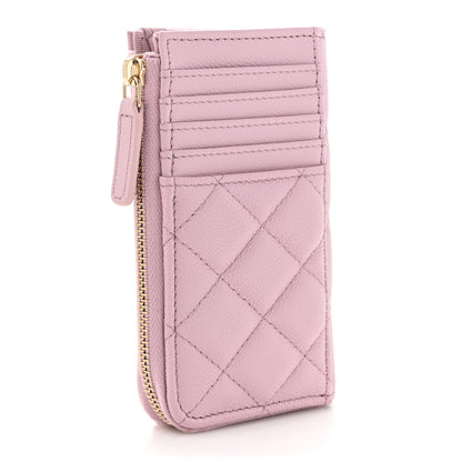 Chanel Caviar Quilted CC Zip Around Card Holder Light Pink 4 of 9