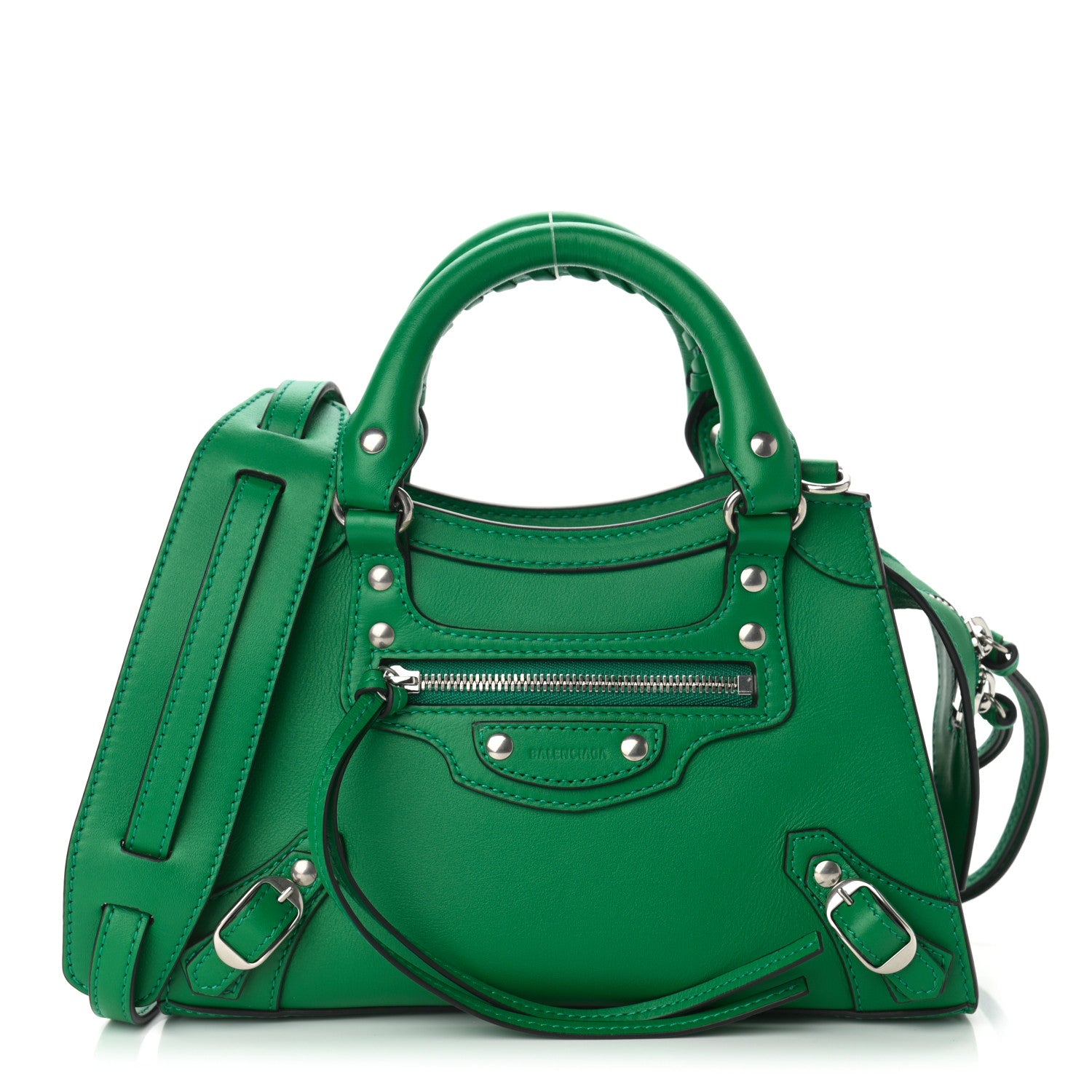 Balenciaga Smooth Calfskin Neo Classic Silver Hardware Mini City Grass Green 1 of 9