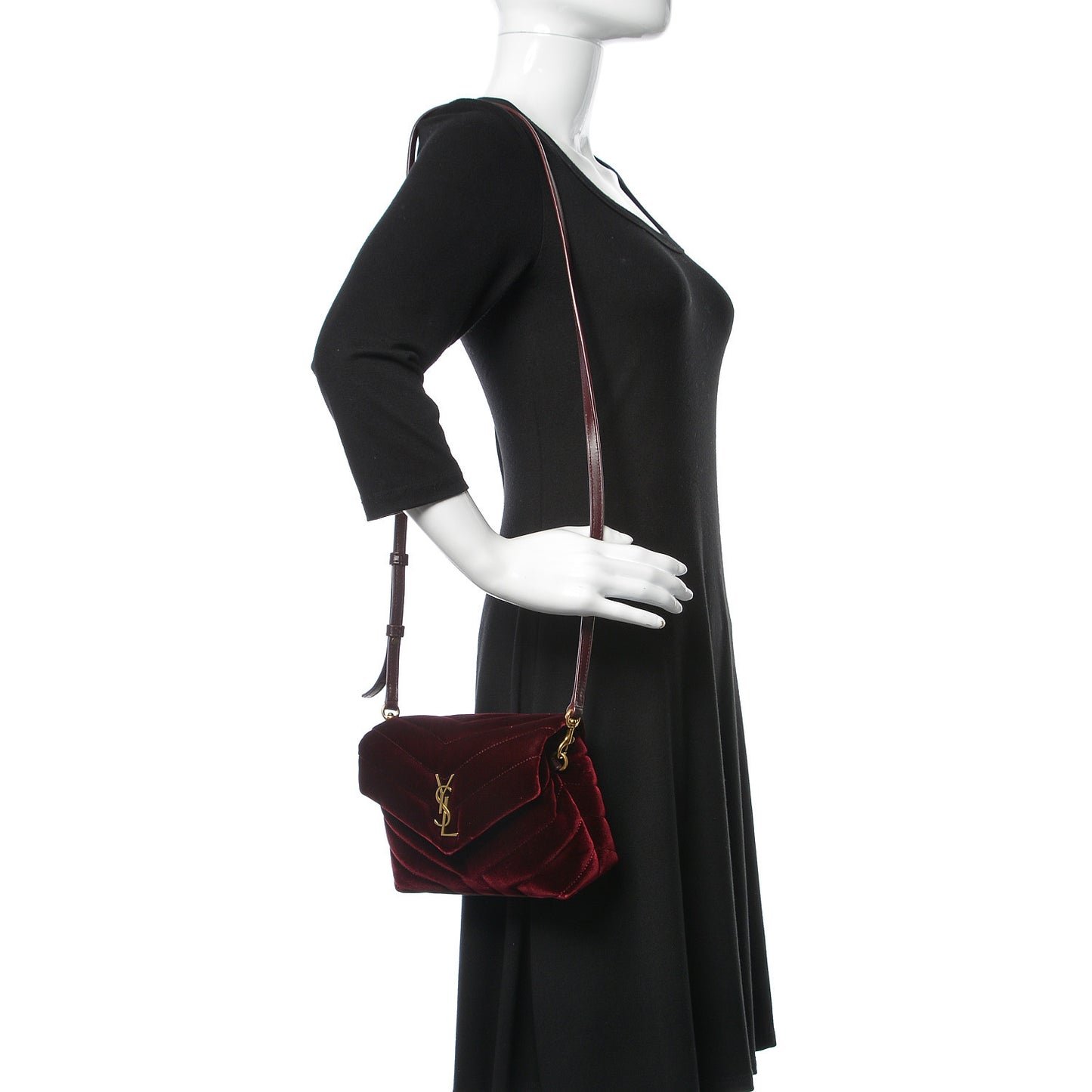 Velvet Y Quilted Monogram Toy Loulou Crossbody Bag French Burgundy