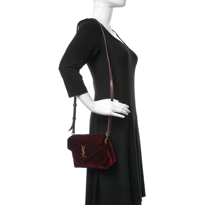 Saint Laurent Velvet Y Quilted Monogram Toy Loulou Crossbody Bag French Burgundy 2 of 15