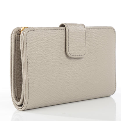Prada Saffiano Metal Compact Wallet Pomice 3 of 7