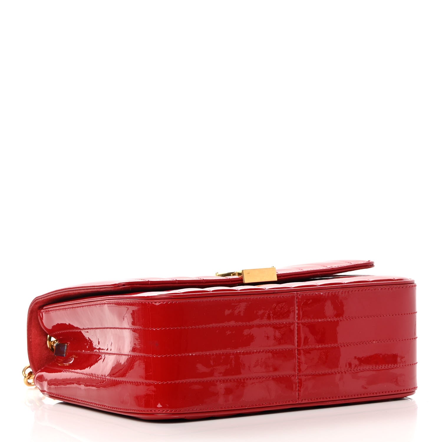 Saint Laurent Patent Matelasse Monogram Large Vicky Chain Bag Rouge Eros 4 of 17