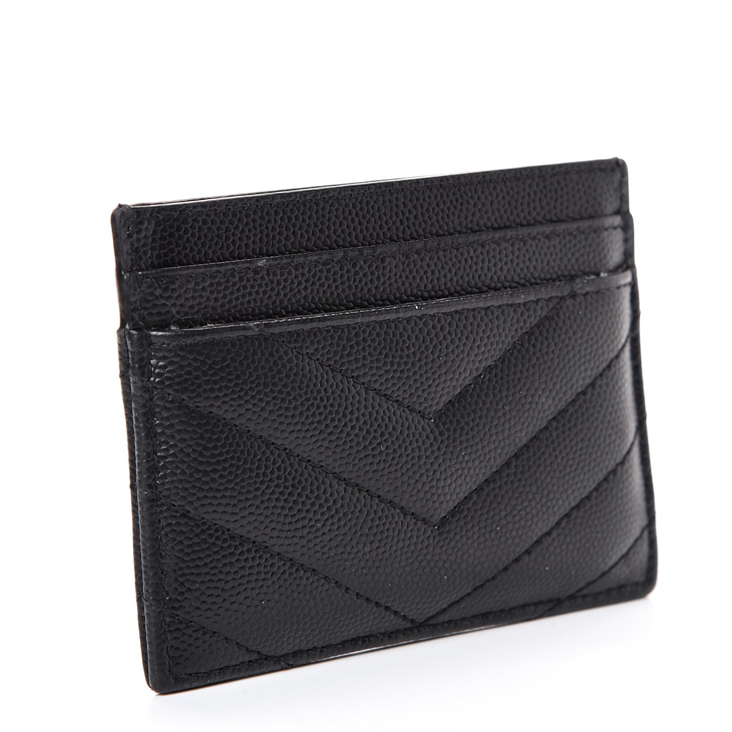 Grain De Poudre Matelasse Chevron Monogram Credit Card Case Black