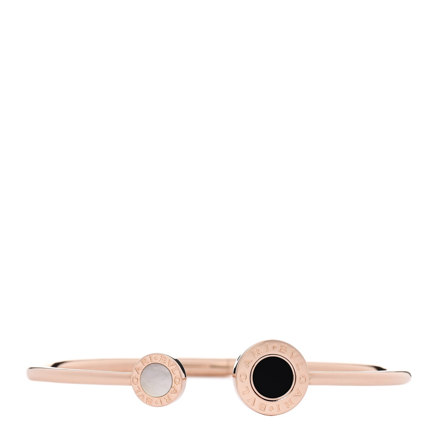18K Rose Gold Mother of Pearl Malachite Black Onyx BVLGARI BVLGARI Flip Cuff Bracelet L