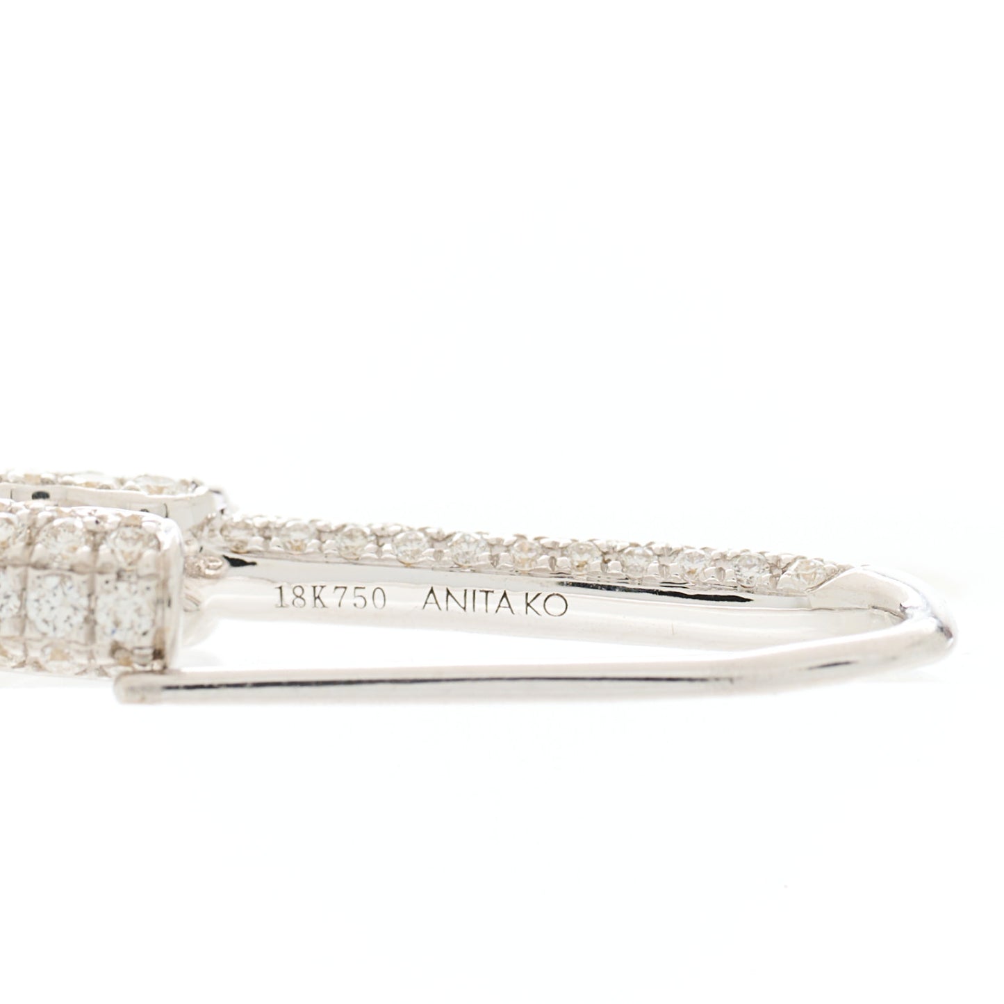 18K White Gold Diamond Mini Safety Pin Earring