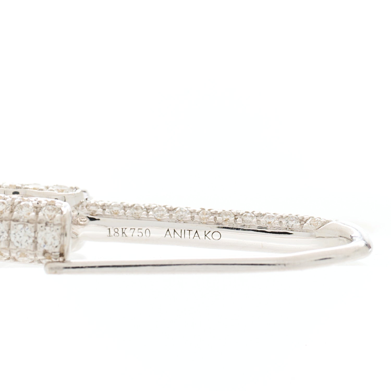 Anita Ko 18K White Gold Diamond Mini Safety Pin Earring 5 of 5