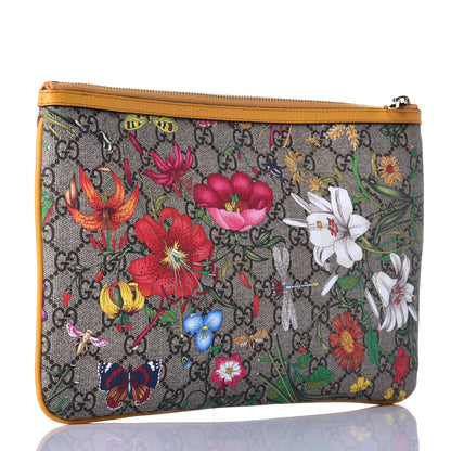 Gucci GG Supreme Monogram Flora Large Ophidia Pouch Clutch Beige Multicolor Crop 3 of 8