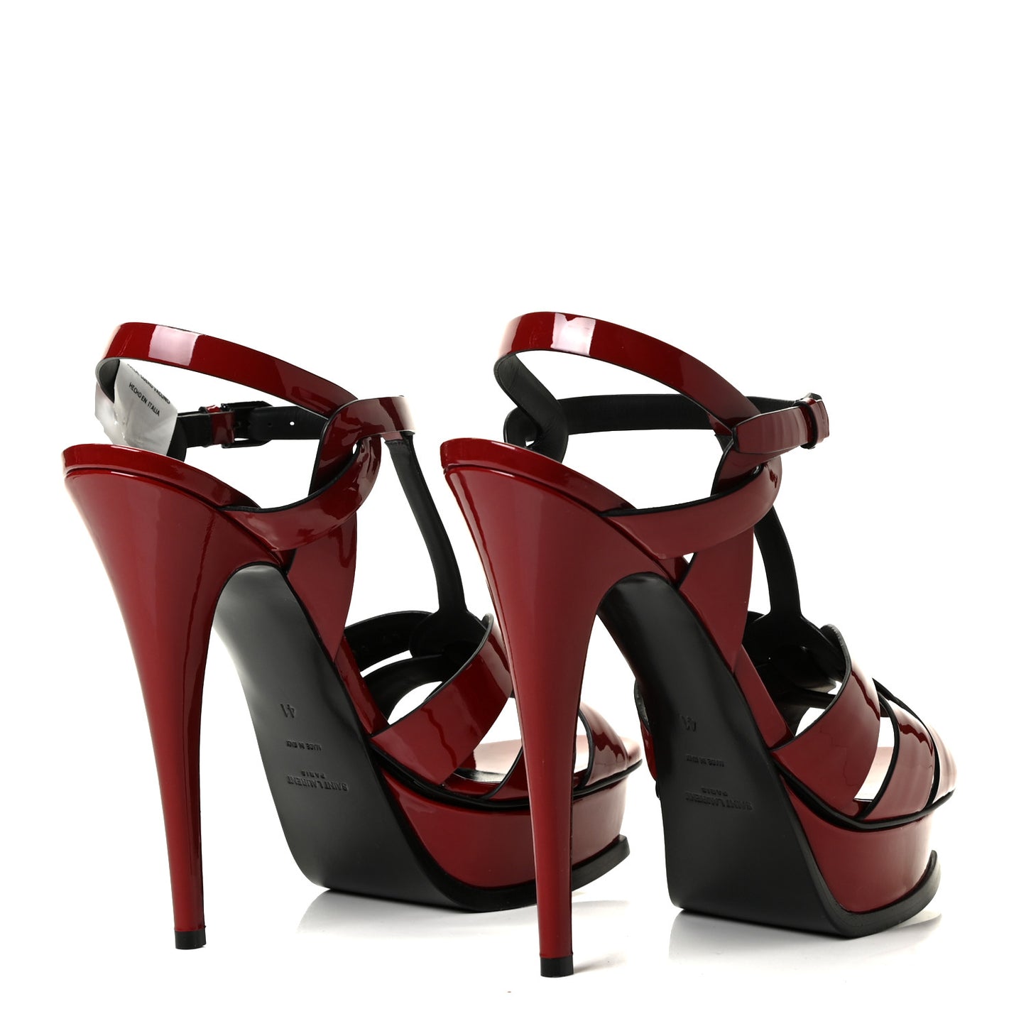 Patent Calfskin Tribute 105 Platform Sandals 41 Hot Red