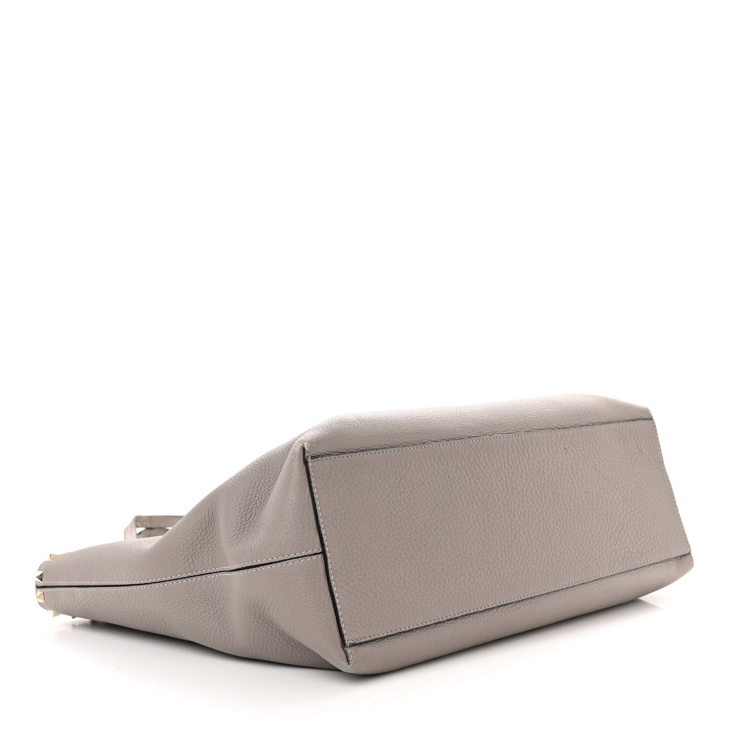 Grained Calfskin Rockstud Shoulder Tote Perla
