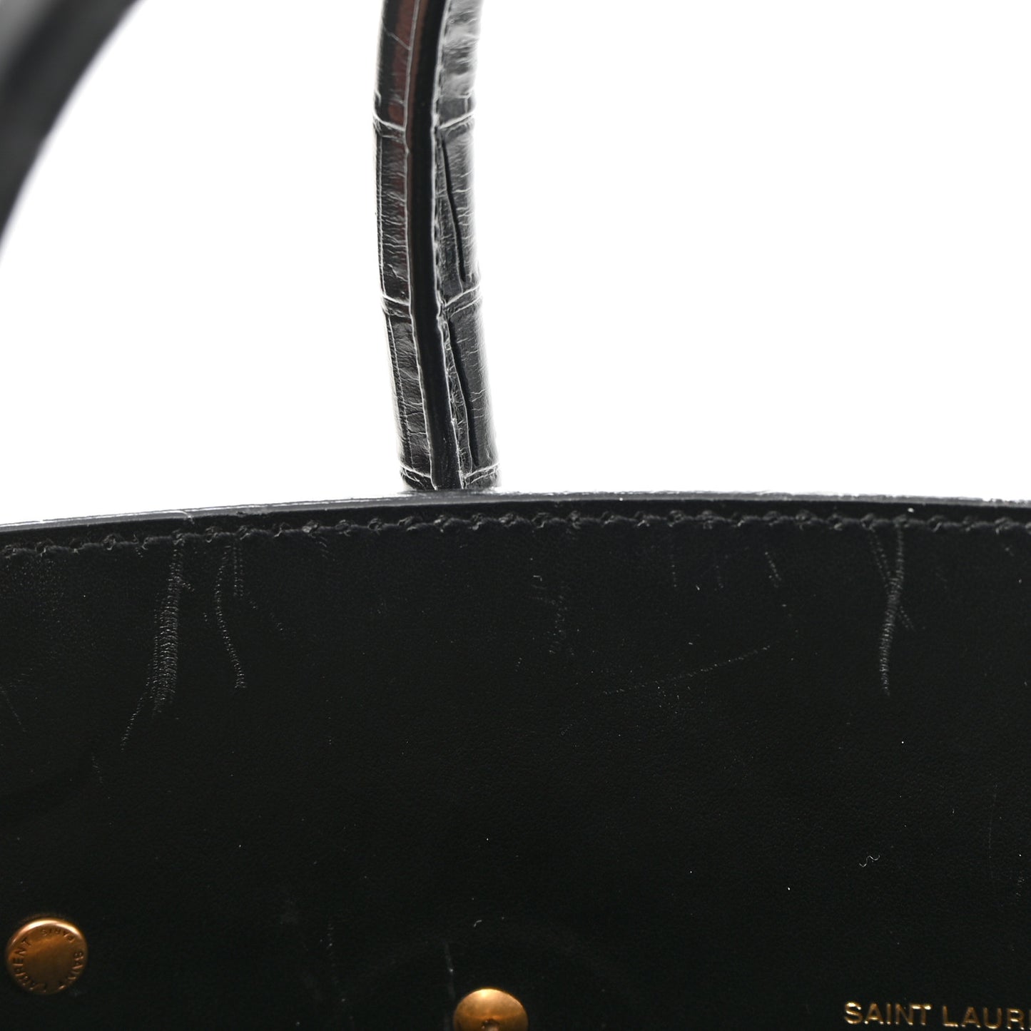 Calfskin Crocodile Embossed Small Sac de Jour Black