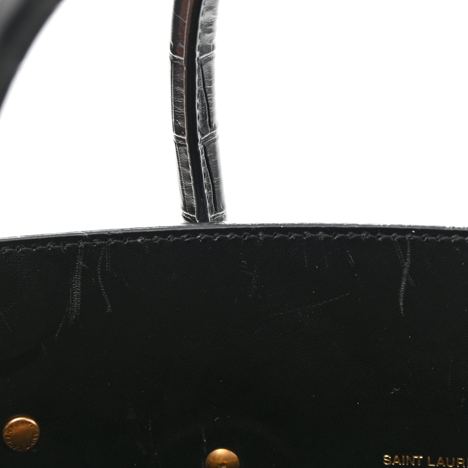 Saint Laurent Calfskin Crocodile Embossed Small Sac de Jour Black 9 of 10