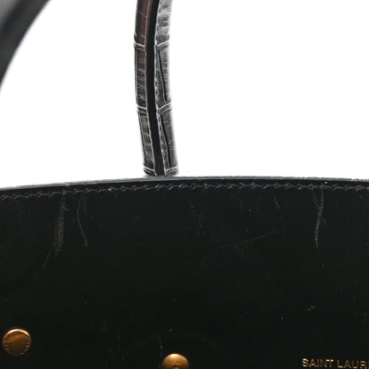 Saint Laurent Calfskin Crocodile Embossed Small Sac de Jour Black 9 of 10