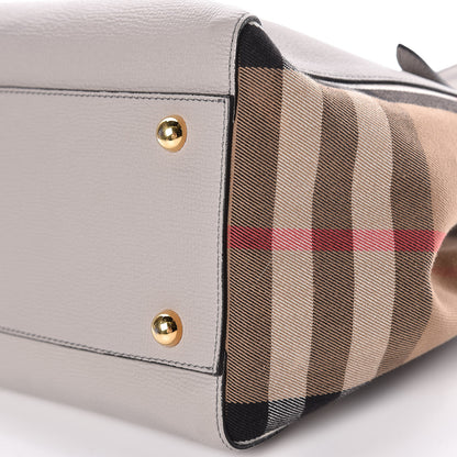 Burberry Grainy Calfskin House Check Small Canterbury Tote Pale Grey 11 of 11