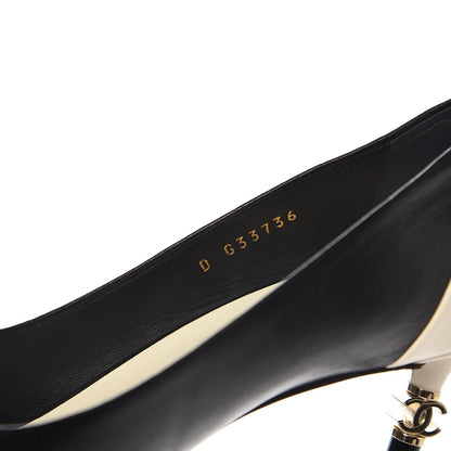 Chanel Lambskin CC Pumps 39 Black Ivory 6 of 9