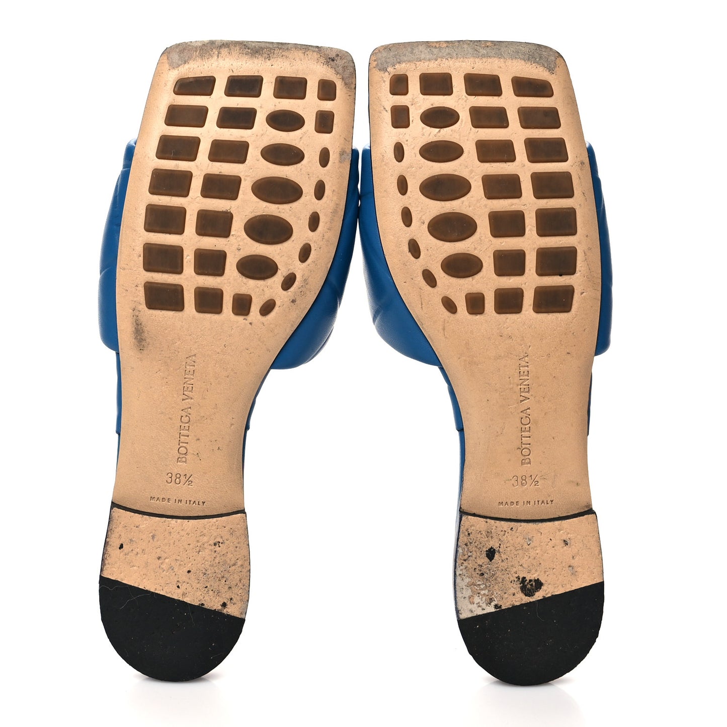 Nappa Quilted Rubber Lido Flat Sandals 38.5 Pacific