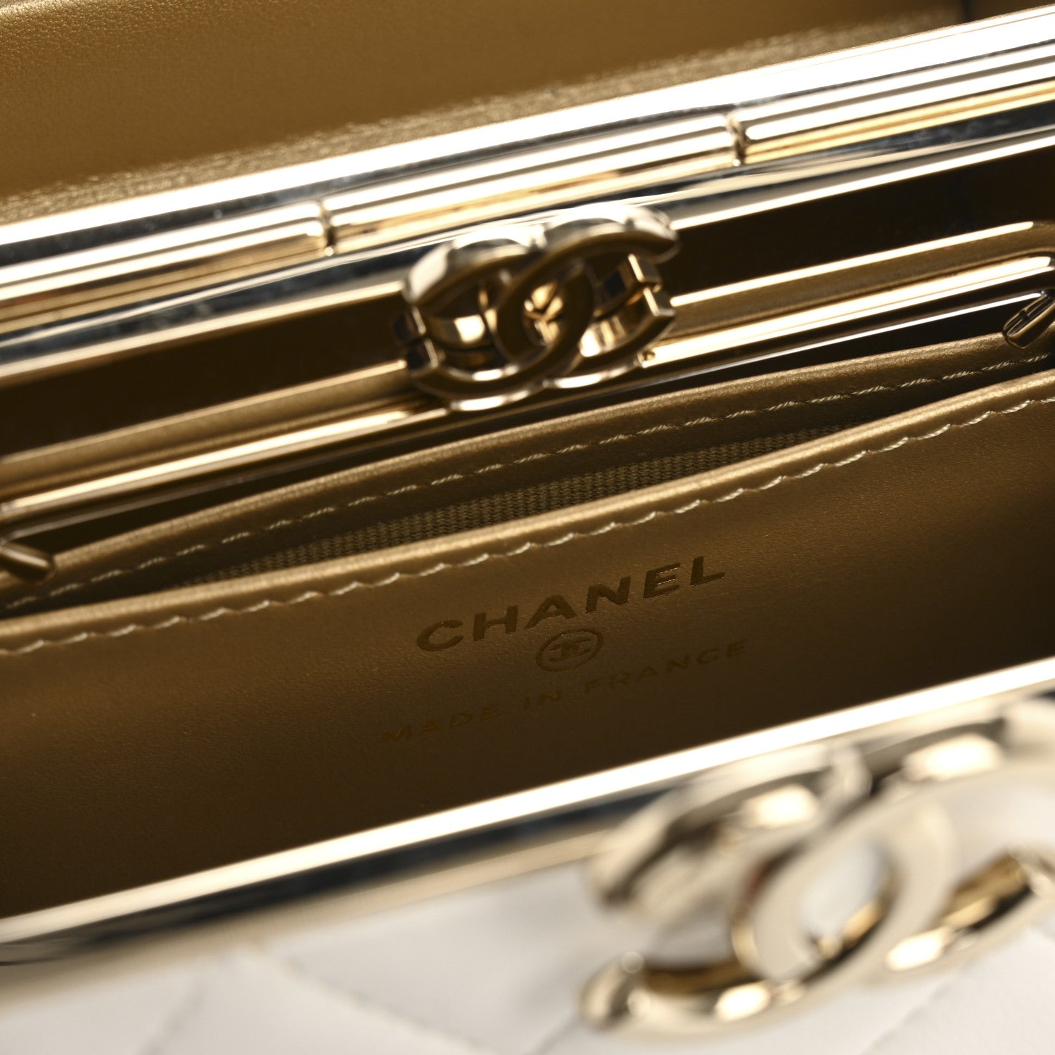 Chanel Lambskin Quilted Small Box With Chain White 6 of 16
