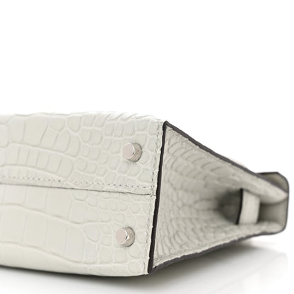 Hermes Matte Alligator Mini Kelly Sellier 20 Gris Neve 8 of 9