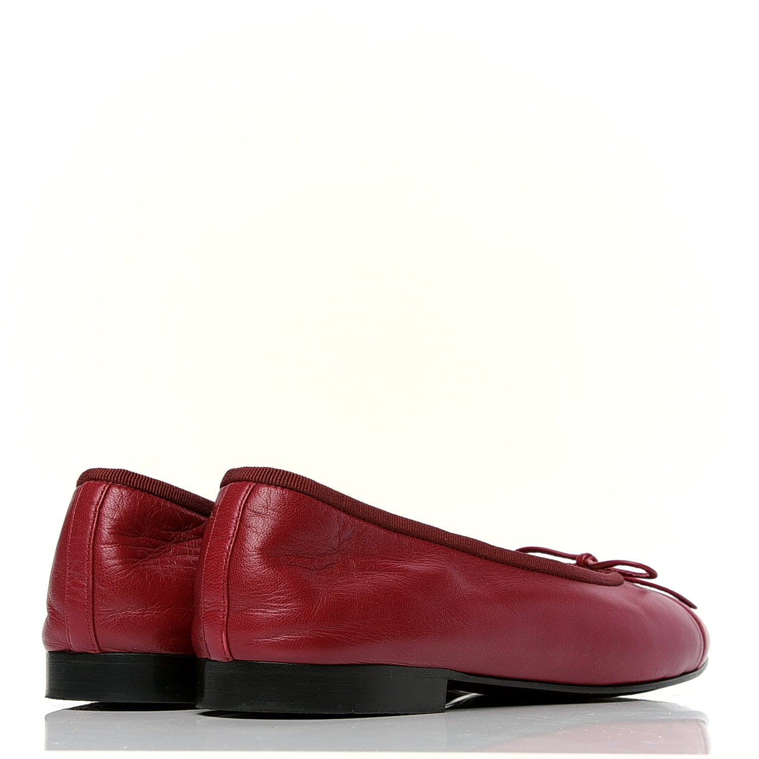 Chanel Lambskin Cap Toe Ballerina Flats 39.5 Red 3 of 4