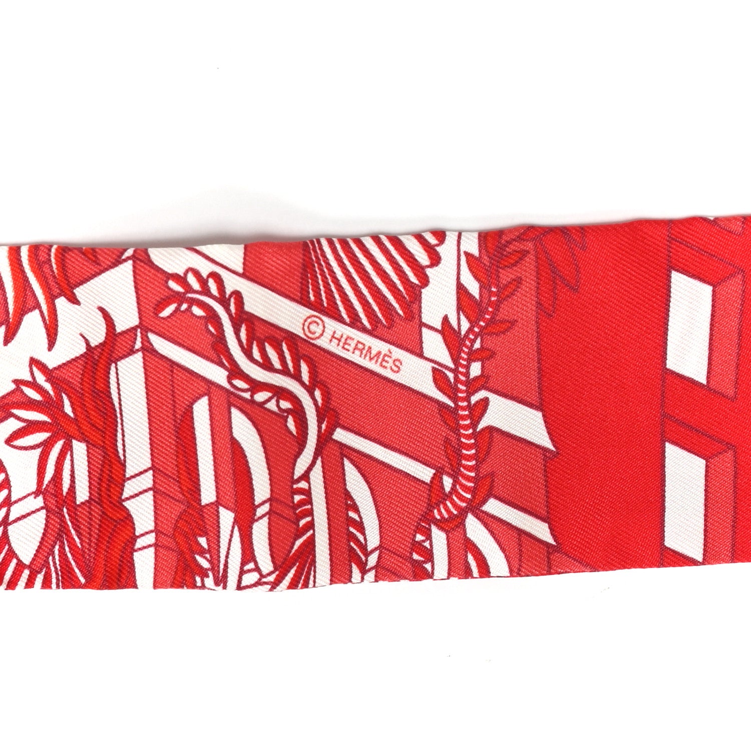 Hermes Silk Animapolis Twilly Rouge White 3 of 4
