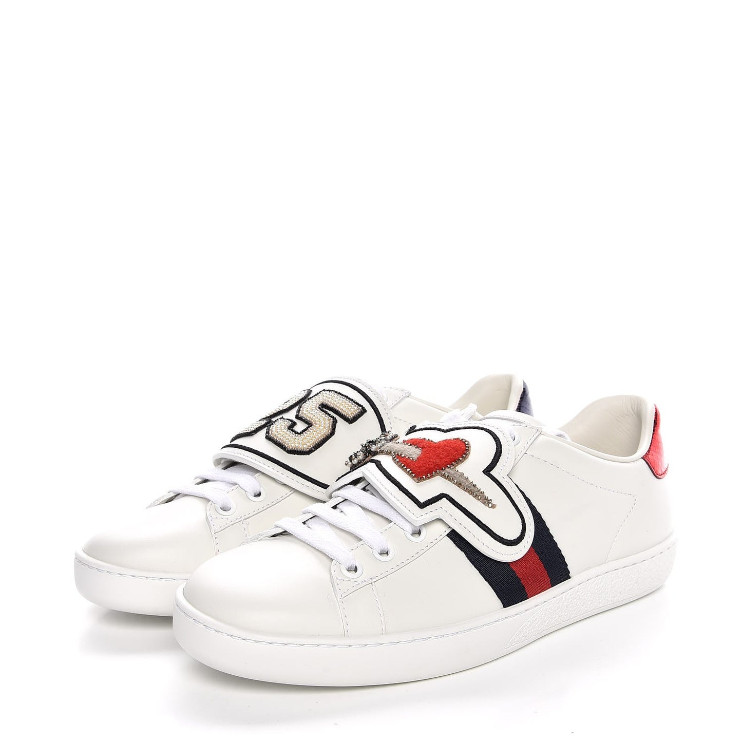 Calfskin Ayers Web Dagger Embroidered Ace Sneakers 37 White