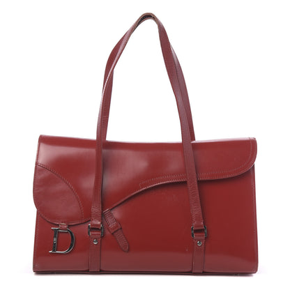 Christian Dior Glazed Calfskin Saddle Shopper Red 1 of 18