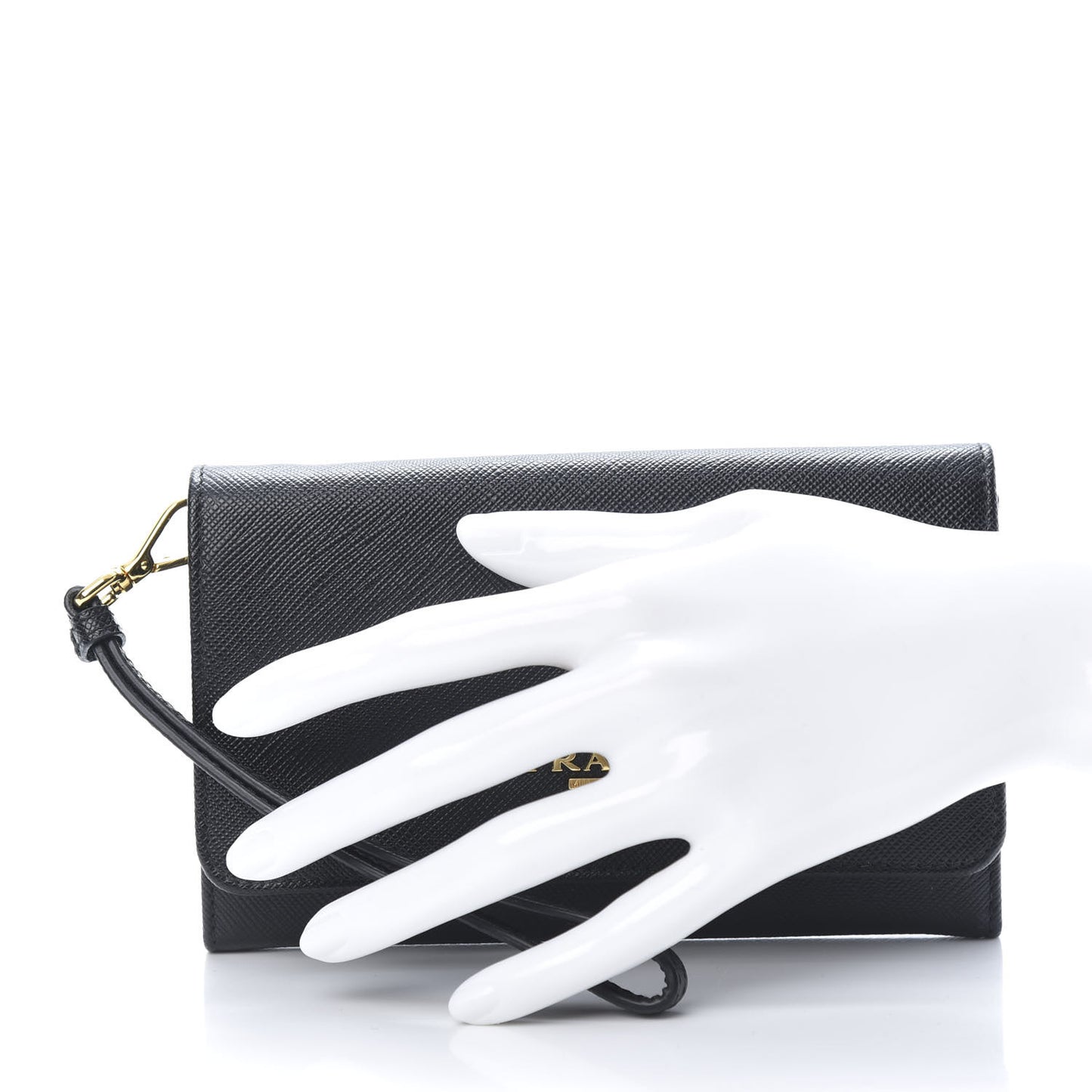 Saffiano Metal Wristlet Black