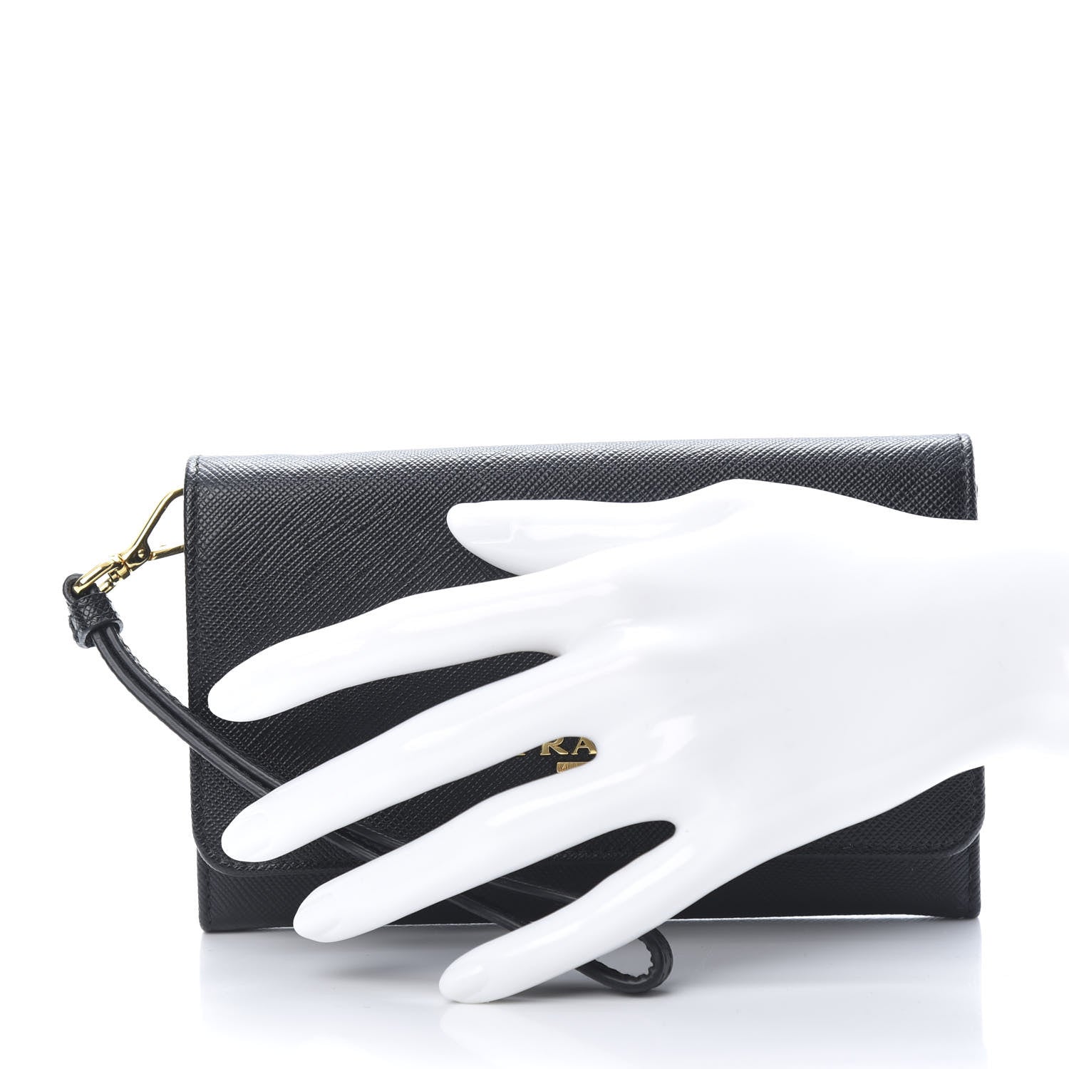 Prada Saffiano Metal Wristlet Black 2 of 8