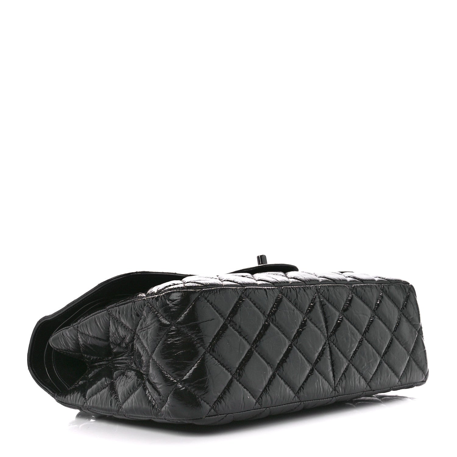 Chanel Shiny Distressed Calfskin Quilted Jumbo Double Flap So Black 4 of 13