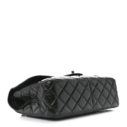 Chanel Shiny Distressed Calfskin Quilted Jumbo Double Flap So Black 4 of 13
