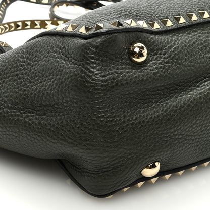 Valentino Garavani Pebbled Calfskin Medium Rockstud Tote Army Green 7 of 8