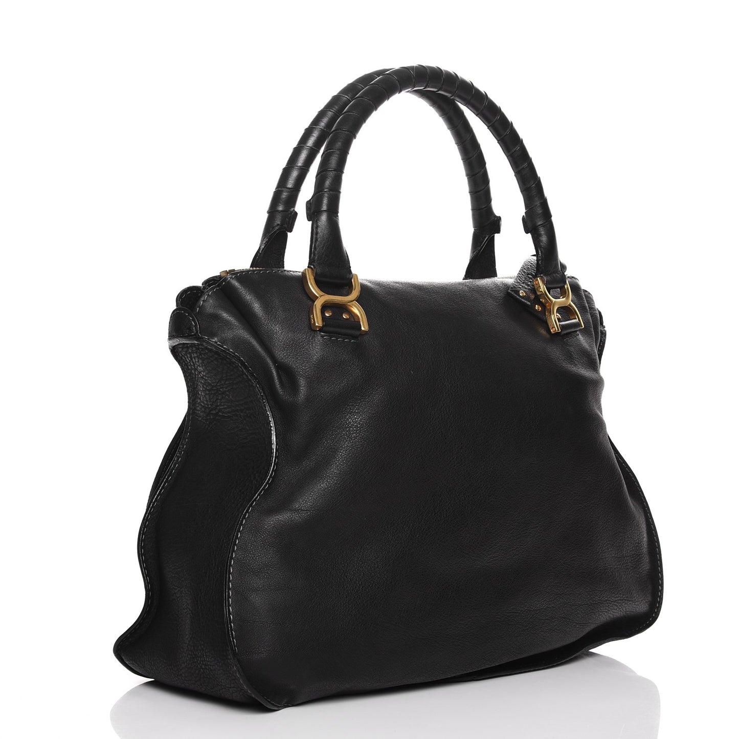 Calfskin Large Marcie Satchel Black