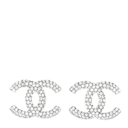 Chanel Crystal CC Earrings Silver 1 of 4