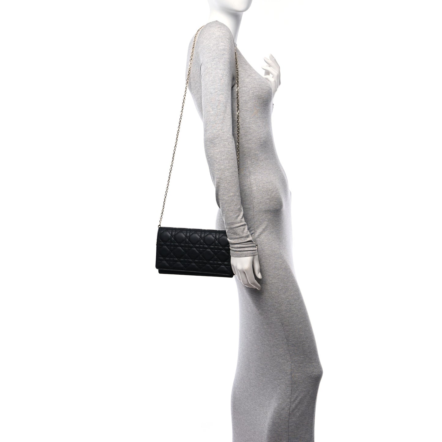 Lambskin Cannage Lady Dior Pouch Black