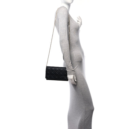 Christian Dior Lambskin Cannage Lady Dior Pouch Black 2 of 15