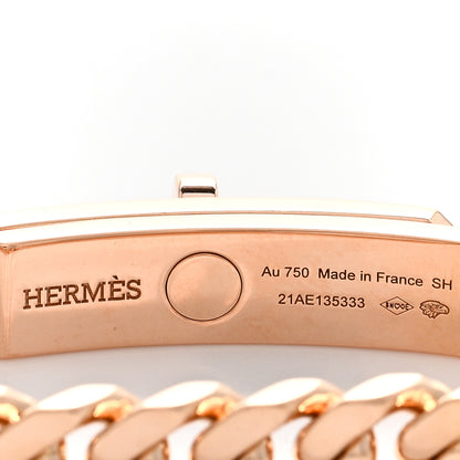 Hermes 18K Rose Gold Diamond PM Kelly Gourmette Bracelet SH 3 of 4
