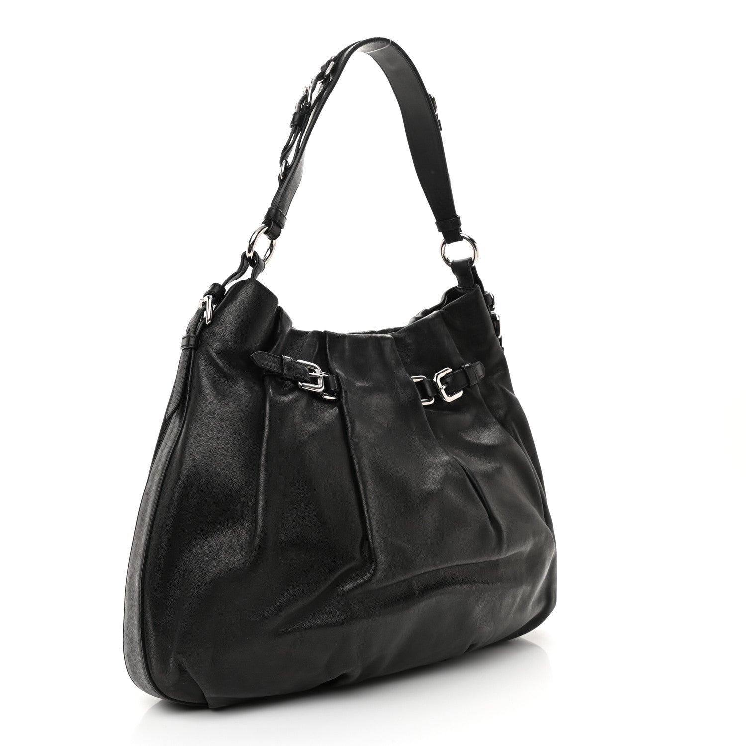 Prada Vitello Daino Soft Shoulder Bag Black 2 of 11