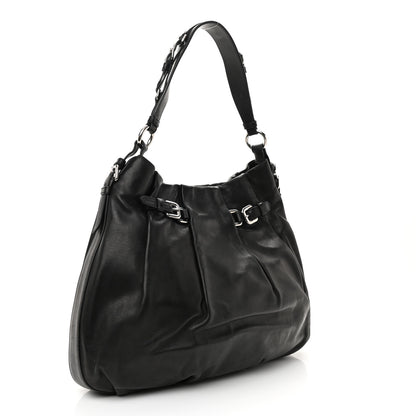 Prada Vitello Daino Soft Shoulder Bag Black 2 of 11