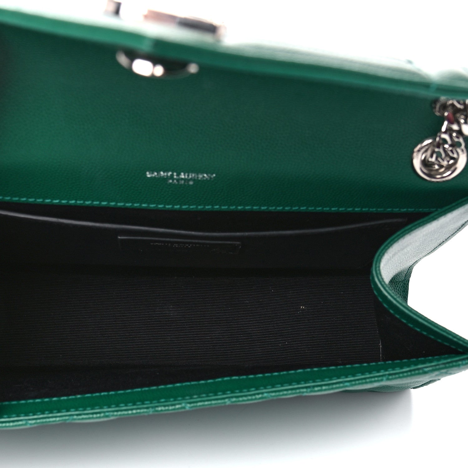 Saint Laurent Grain De Poudre Textured Mixed Matelasse Triquilt Medium Monogram Satchel Green 5 of 16