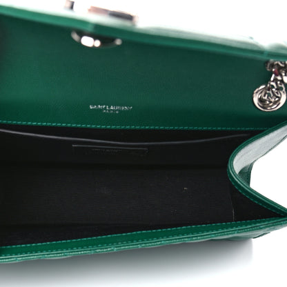 Saint Laurent Grain De Poudre Textured Mixed Matelasse Triquilt Medium Monogram Satchel Green 5 of 16