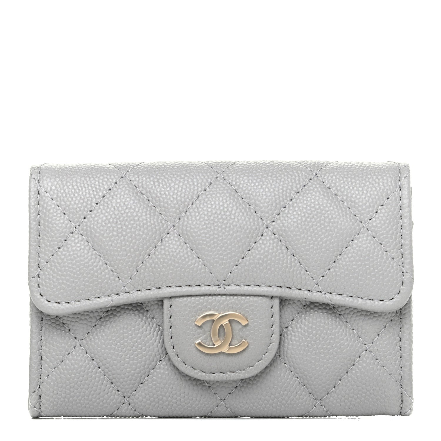 Chanel Caviar Quilted Flap Card Holder Wallet Grey 1 of 9