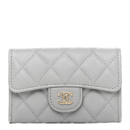 Chanel Caviar Quilted Flap Card Holder Wallet Grey 1 of 9