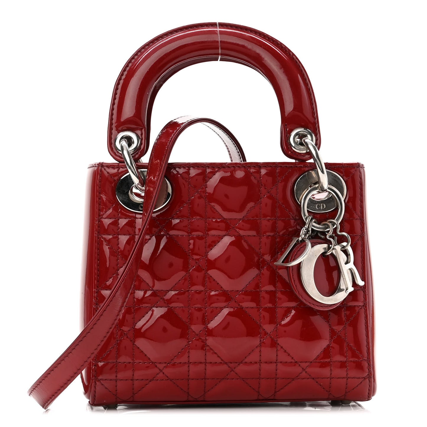 Patent Cannage Mini Lady Dior Red