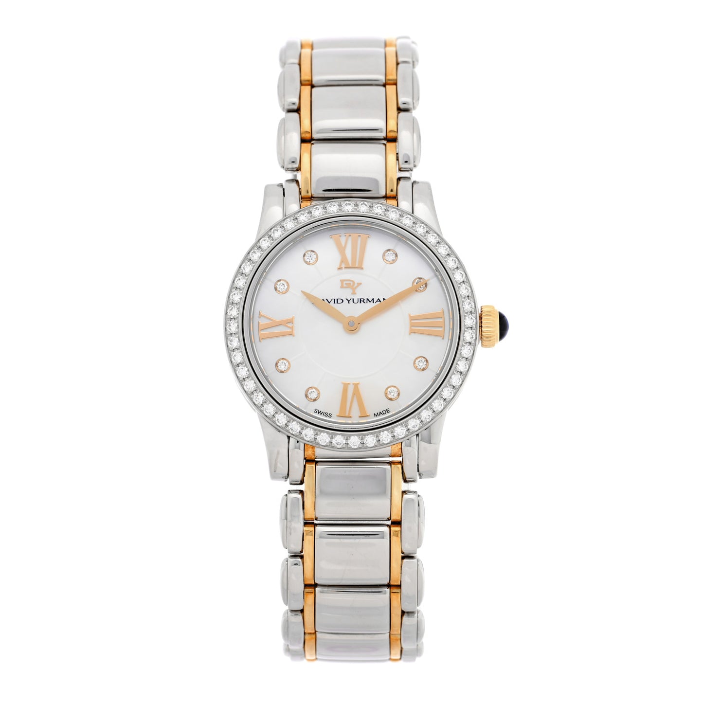 Stainless Steel 18K Yellow Gold Diamond Bezel Mother of Pearl 30mm Classic Quartz Watch