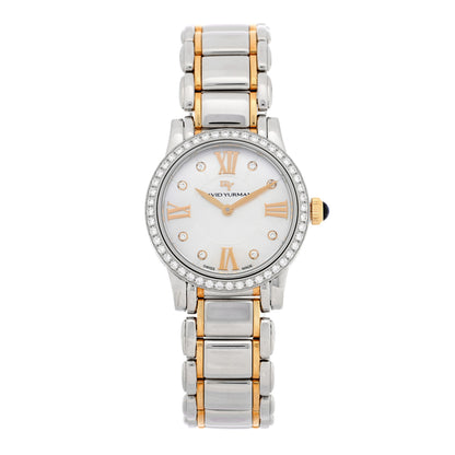 David Yurman Stainless Steel 18K Yellow Gold Diamond Bezel Mother of Pearl 30mm Classic Quartz Watch 1 of 4