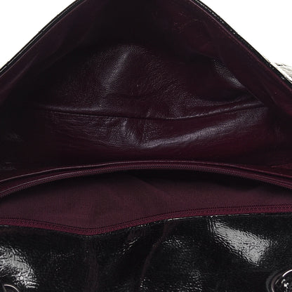 Chanel Crinkled Patent Quilted Jumbo Single Flap Black 5 of 13