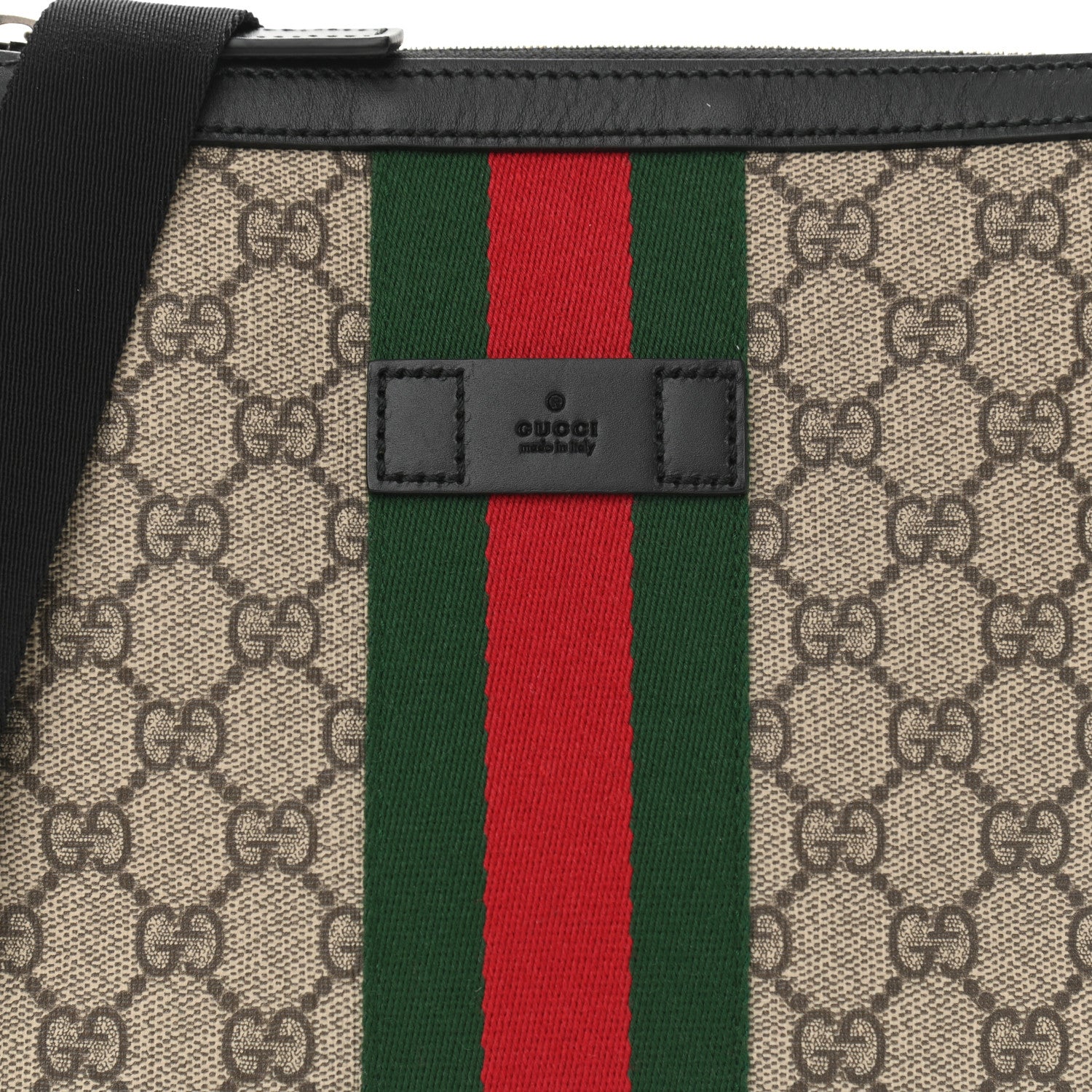 Gucci GG Supreme Monogram Web Messenger Bag Black 8 of 10